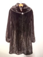Saga black mink jacket with drawstring and hood