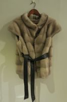 Grey mink gilet, worn with or without soft leather belt
