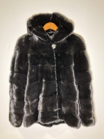 Black ‘Saga’ mink jacket with hood and option to bomber